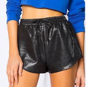 superdown drawstring faux leather shorts